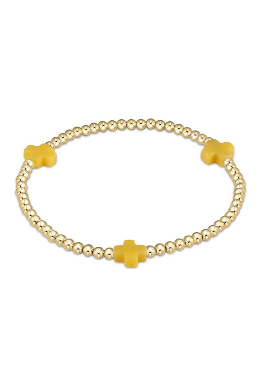 Enewton Signature Cross Gold Pattern 3mm Bead Bracelet - Canary