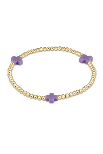 Enewton Signature Cross Gold Pattern 3mm Bead Bracelet - Purple