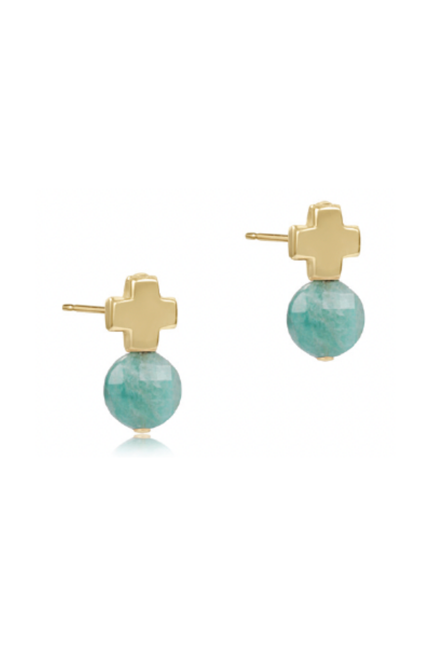 Enewton Signature Cross Gold Stud – Amazonite