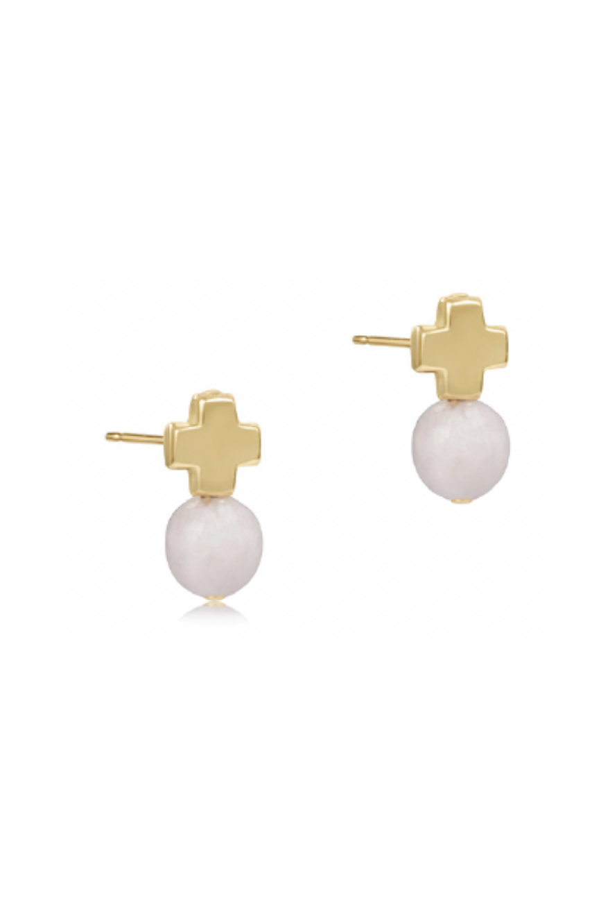 Enewton Signature Cross Gold Stud – Moonstone