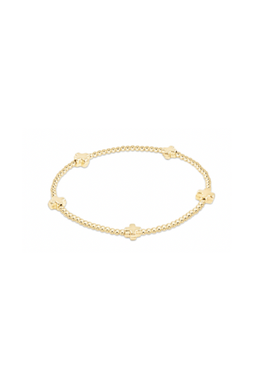 Enewton Signature Cross Small Gold Pattern 2mm Bead Bracelet - Gold