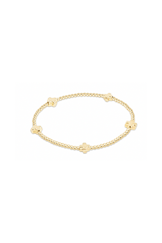 Enewton Signature Cross Small Gold Pattern 2mm Bead Bracelet - Gold