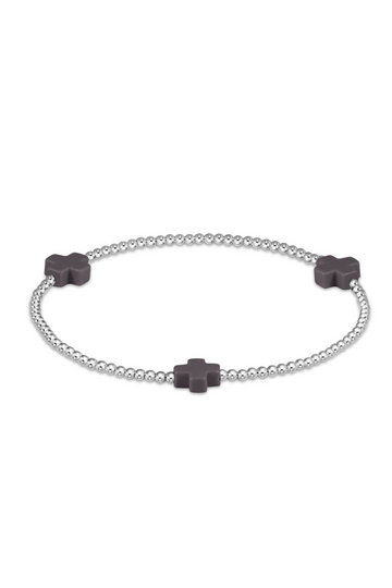 Enewton Signature Cross Sterling 2mm Bead Bracelet - Charcoal