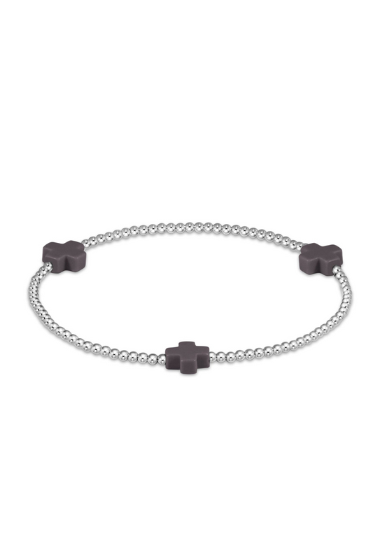 Enewton Signature Cross Sterling 2mm Bead Bracelet - Charcoal