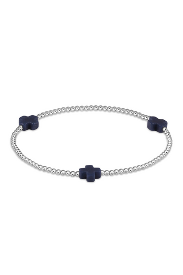 Enewton Signature Cross Sterling 2mm Bead Bracelet - Navy