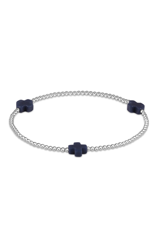 Enewton Signature Cross Sterling 2mm Bead Bracelet - Navy