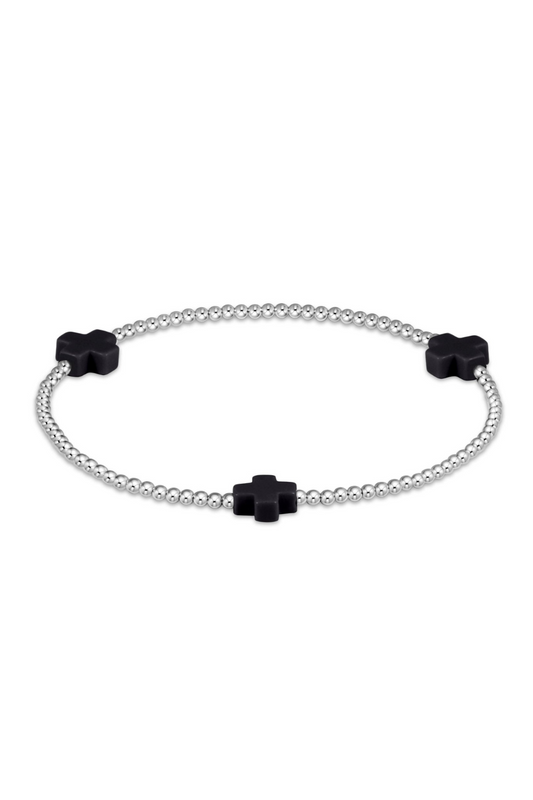 Enewton Signature Cross Sterling 2mm Bead Bracelet - Onyx
