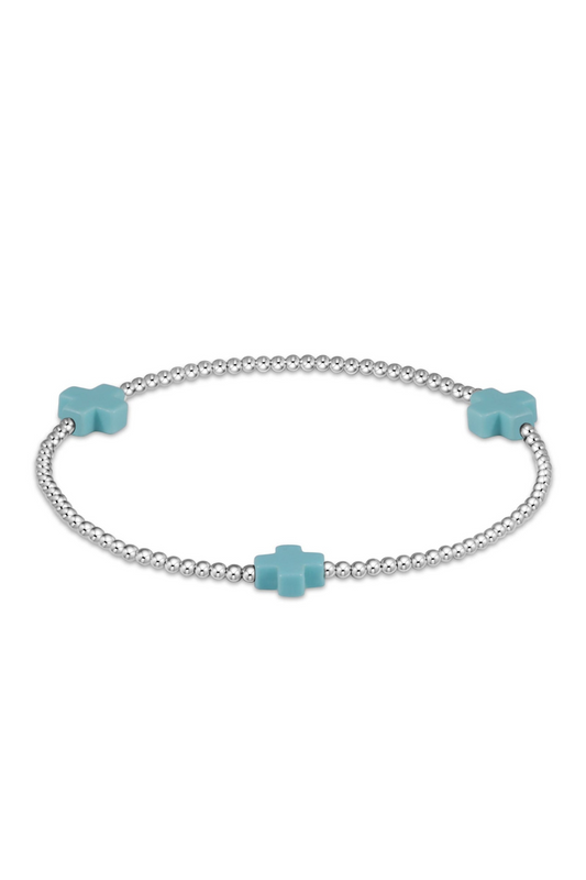 Enewton Signature Cross Sterling 2mm Bead Bracelet - Turquoise