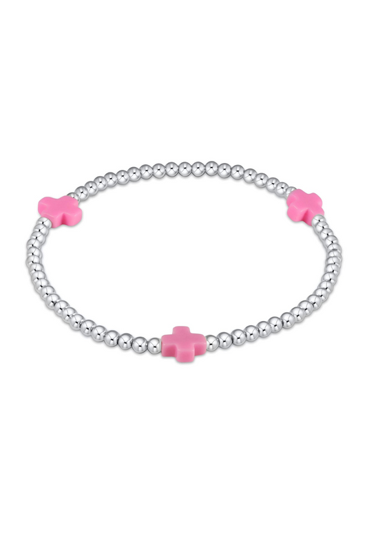 Enewton Signature Cross Sterling 3mm Bead Bracelet - Bright Pink