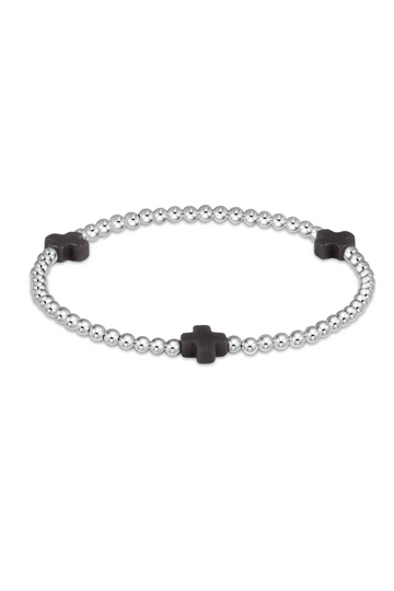 Enewton Signature Cross Sterling 3mm Bead Bracelet - Charcoal