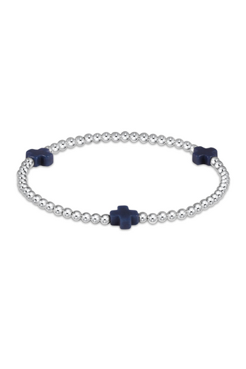 Enewton Signature Cross Sterling 3mm Bead Bracelet - Navy