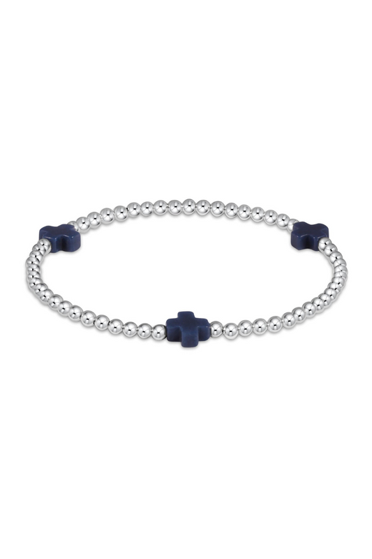 Enewton Signature Cross Sterling 3mm Bead Bracelet - Navy