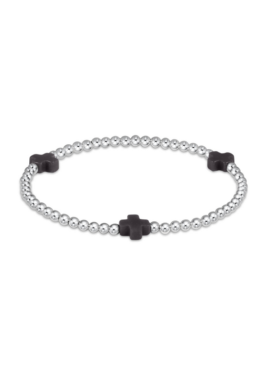Enewton Signature Cross Sterling 3mm Bead Bracelet - Onyx