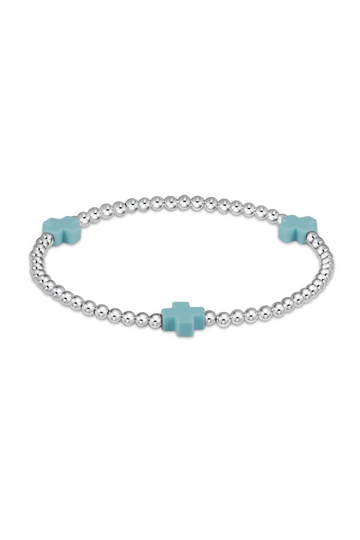 Enewton Signature Cross Sterling 3mm Bead Bracelet - Turquoise