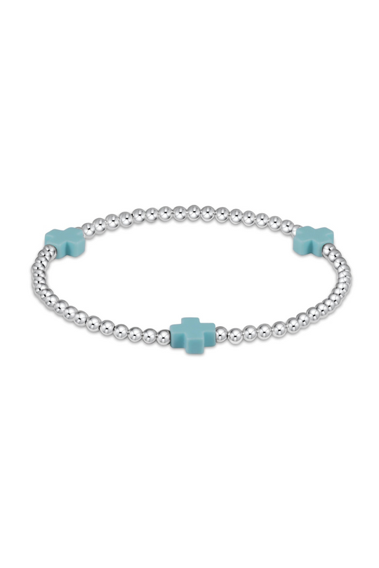Enewton Signature Cross Sterling 3mm Bead Bracelet - Turquoise