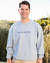 The Seaside Style Faded Denim Chambray blue jean Seaside Corded Embroidered Sweatshirt