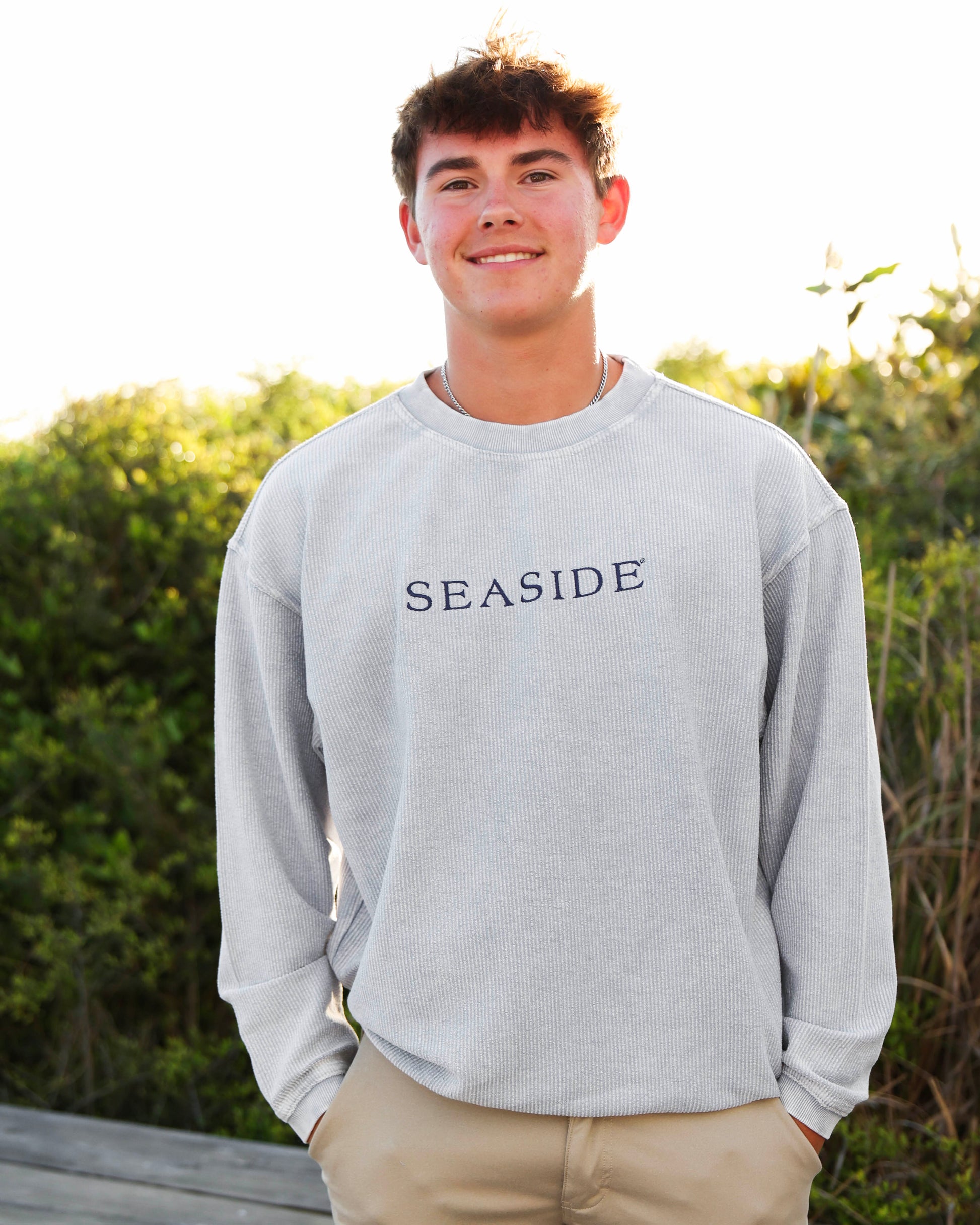 Faded Denim Seaside Corded Embroidered Sweatshirt 30A Seaside FLorida