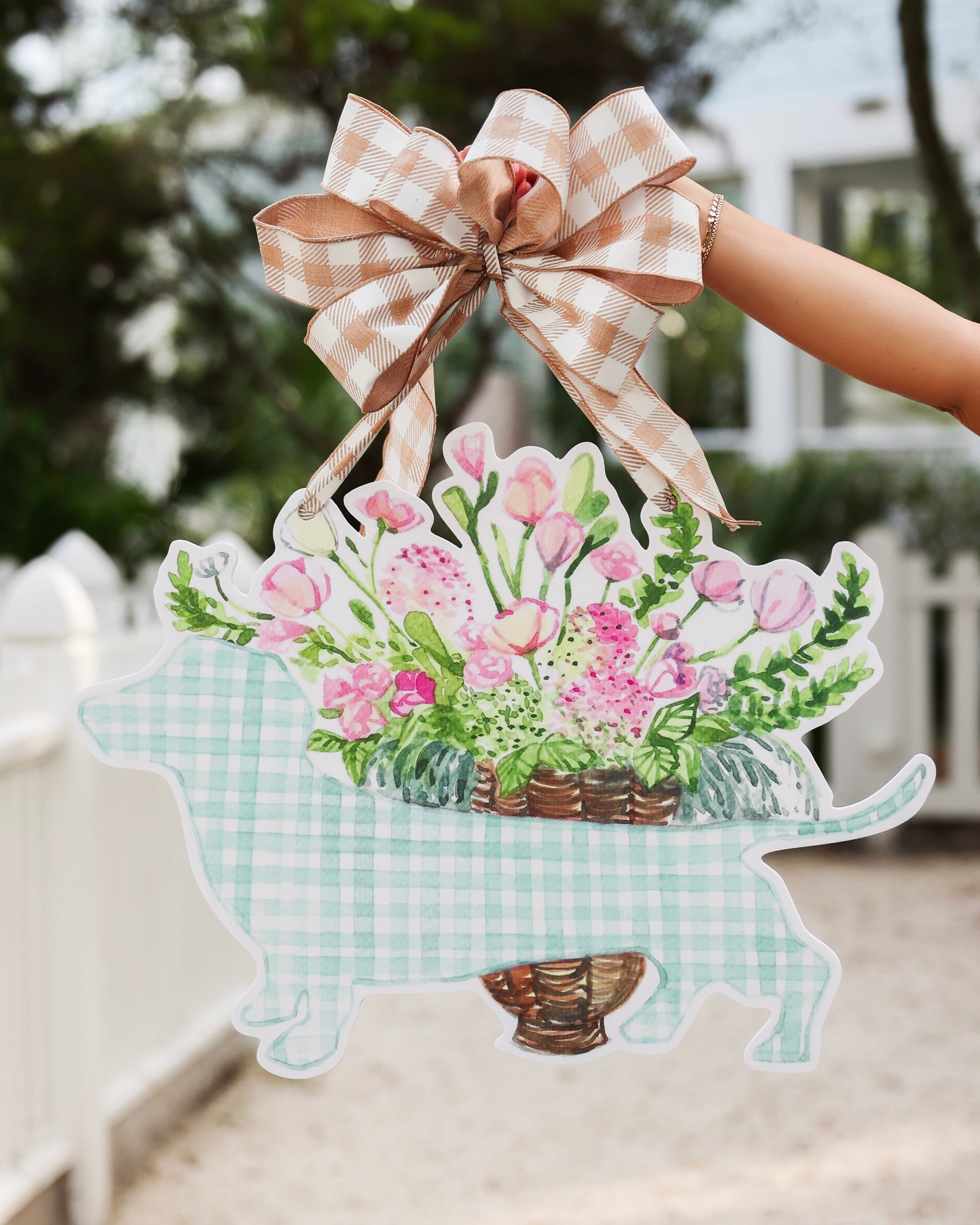 Floral Bud the Dachshund Door Hanger The Seaside Style 30A