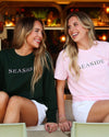 Green Lightweight Unisex Seaside Sweatshirt and Pink Tee