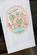 Seaside Town Map Tea Towel