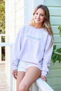 Orchid Seaside Corded Embroidered Sweatshirt