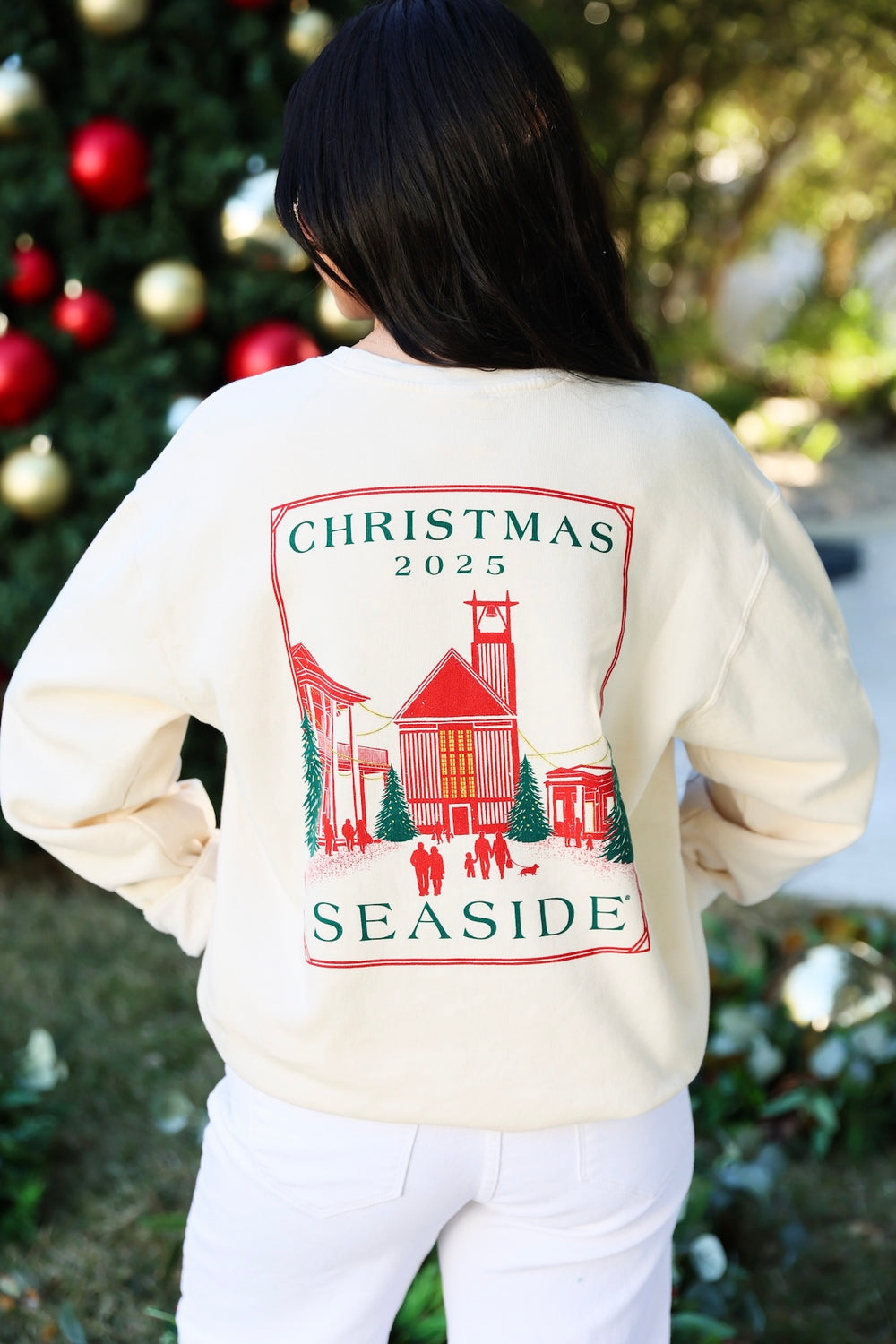 2025 Ivory Lightweight Seaside Christmas Sweatshirt