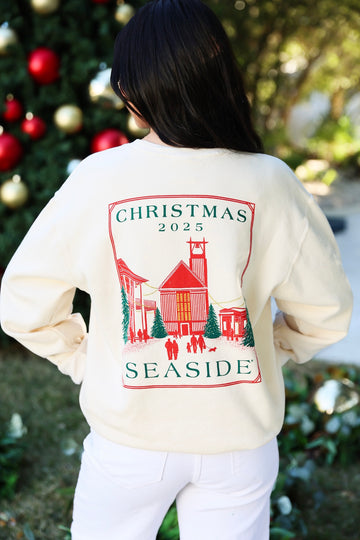 2025 Ivory Lightweight Seaside Christmas Sweatshirt