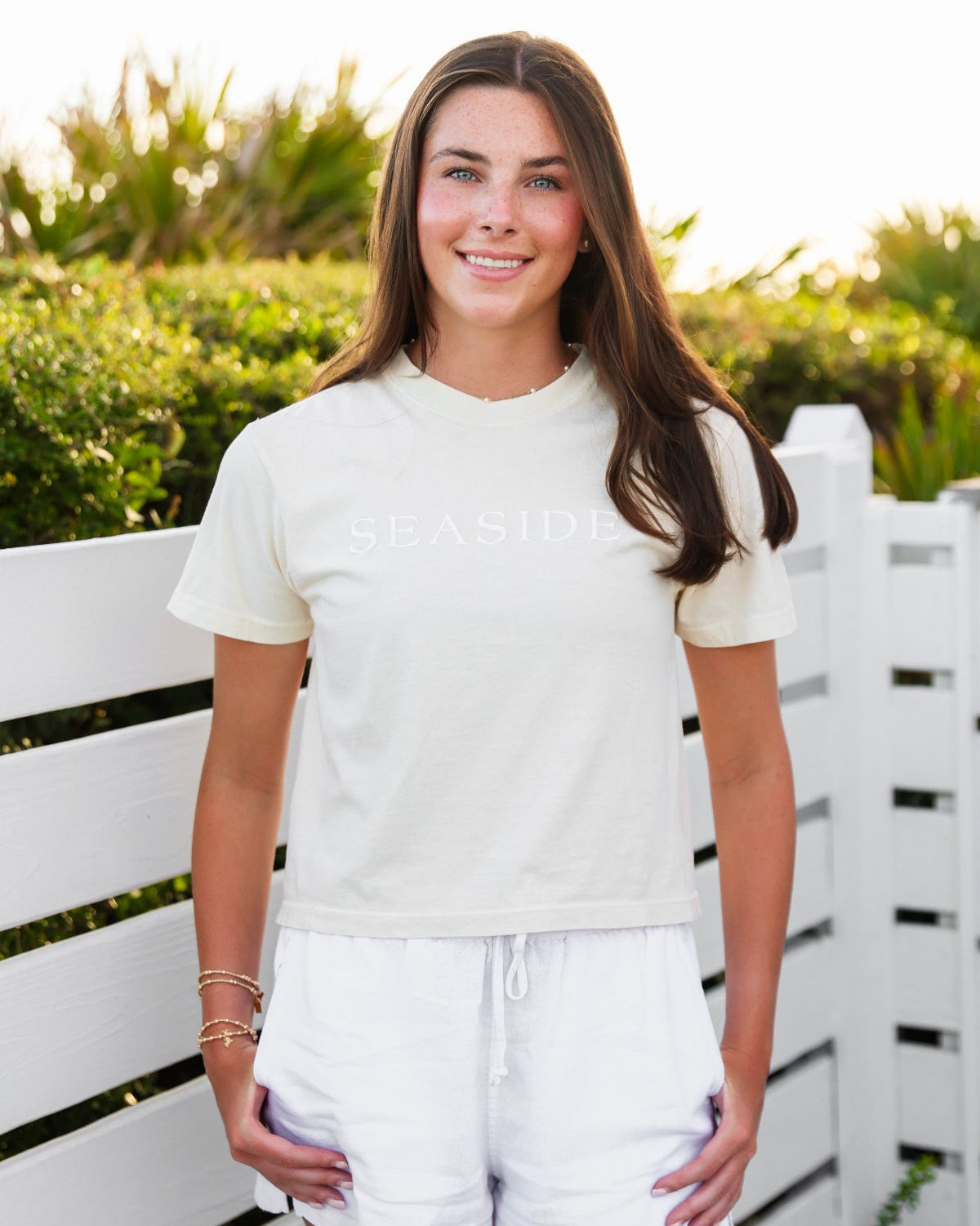 Ivory Cropped Seaside Tee The Seaside Style 