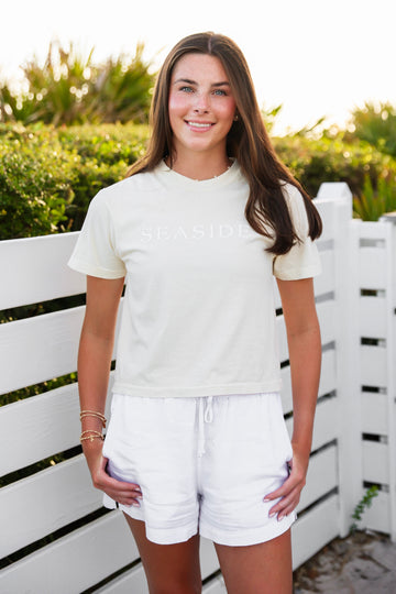 Ivory Cropped Seaside Tee The Seaside Style 