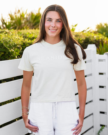 Ivory Cropped Seaside Tee The Seaside Style 