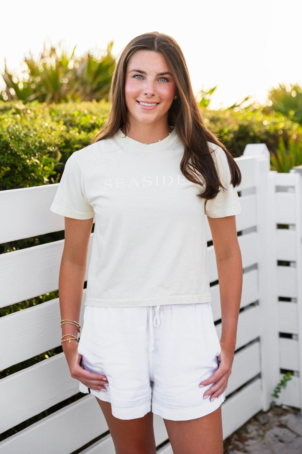 Ivory Cropped Seaside Tee The Seaside Style 