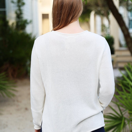 Ivory with Navy Seaside Sweater The Seaside Style x Ellsworth & Ivey