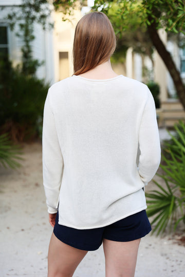 Ivory with Navy Seaside Sweater The Seaside Style x Ellsworth & Ivey