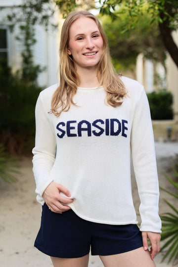 Ivory with Navy Seaside Sweater The Seaside Style x Ellsworth & Ivey