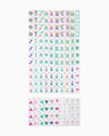 Set of colorful tiles with various patterns on a white background