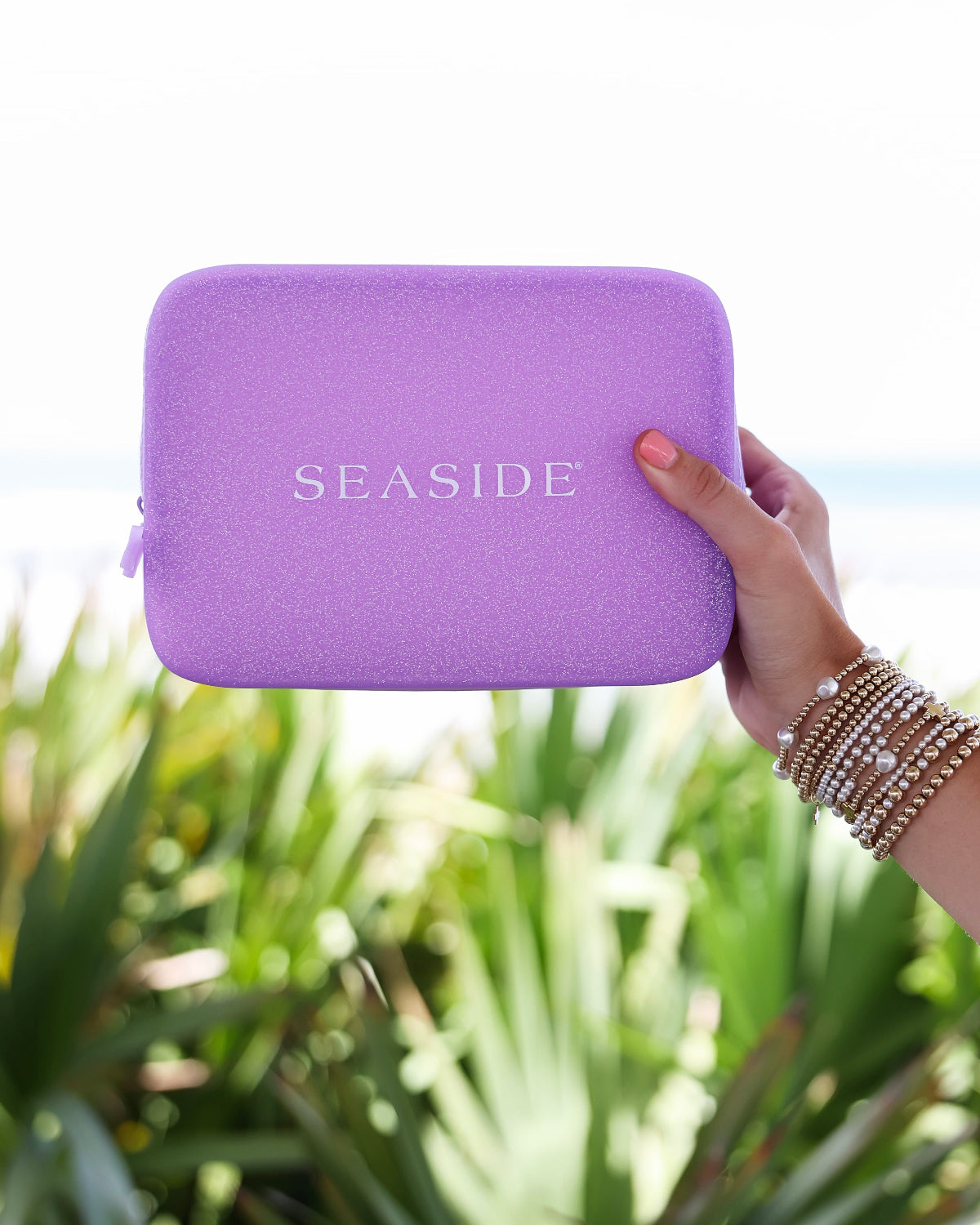 Lavender Seaside Glitter Zip Pouch The Seaside Style Seaside Florida 30A