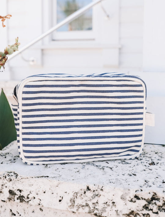 Lined Navy and White Stripe Seaside Travel Kit