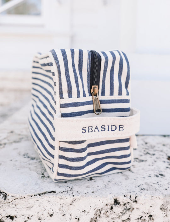 Lined Navy and White Stripe Seaside Travel Kit