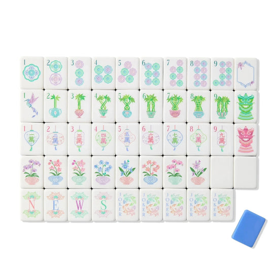 Set of decorative tiles with various designs on a white background