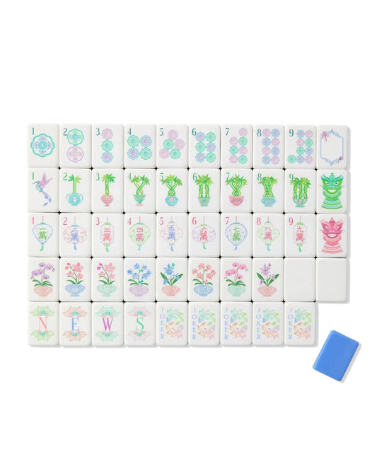 Set of decorative tiles with various designs on a white background