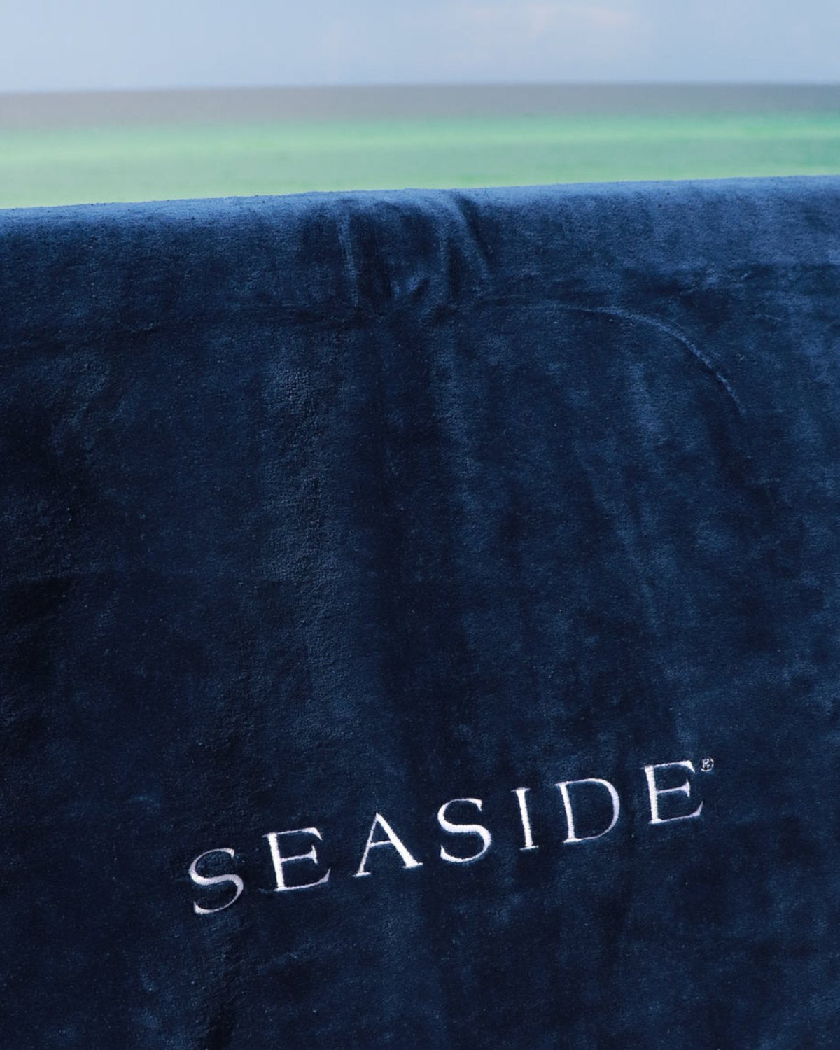 Navy Embroidered Seaside Beach towel