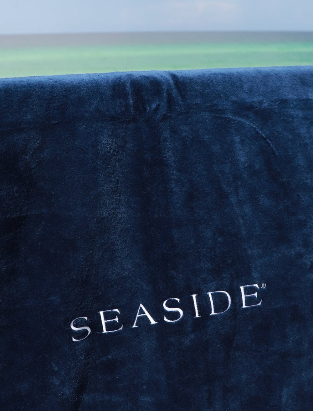 Navy Embroidered Seaside Beach towel