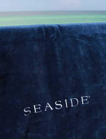 Navy Embroidered Seaside Beach towel