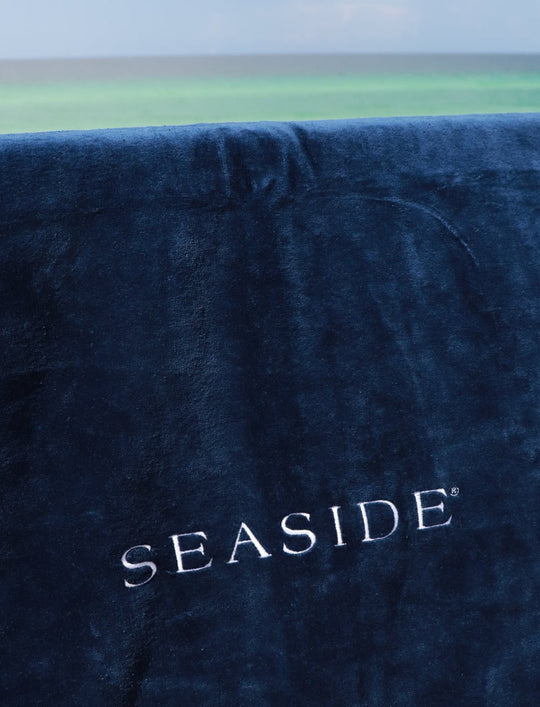 Navy Embroidered Seaside Beach towel