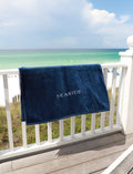 Navy Embroidered Seaside Beach towel