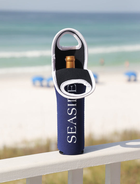 Navy Seaside Insulated Wine Tote