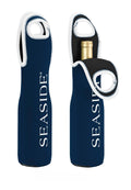 Navy Seaside Insulated Wine Tote