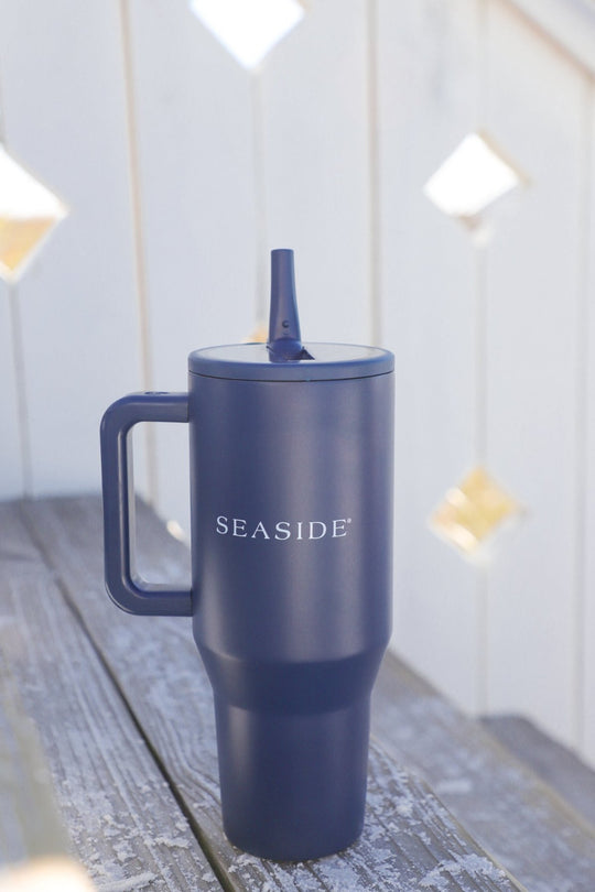 Navy Seaside Travel Tumbler