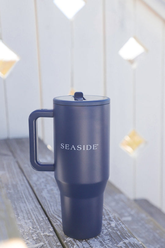 Navy Seaside Travel Tumbler