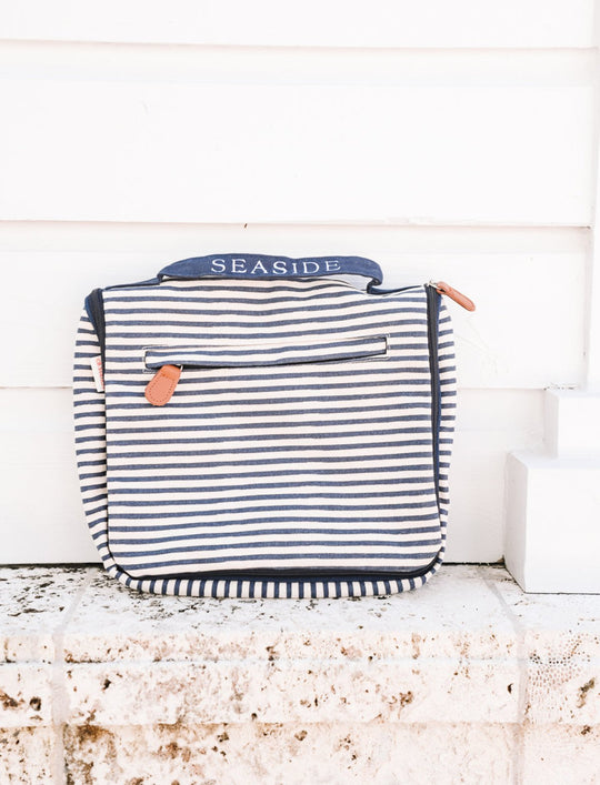 Navy Stripe Hanging Seaside Travel Kit